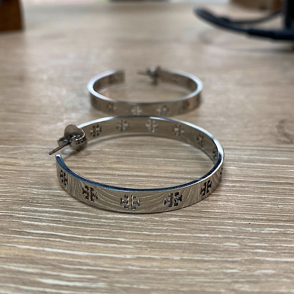 Tory Burch Silver Hoops